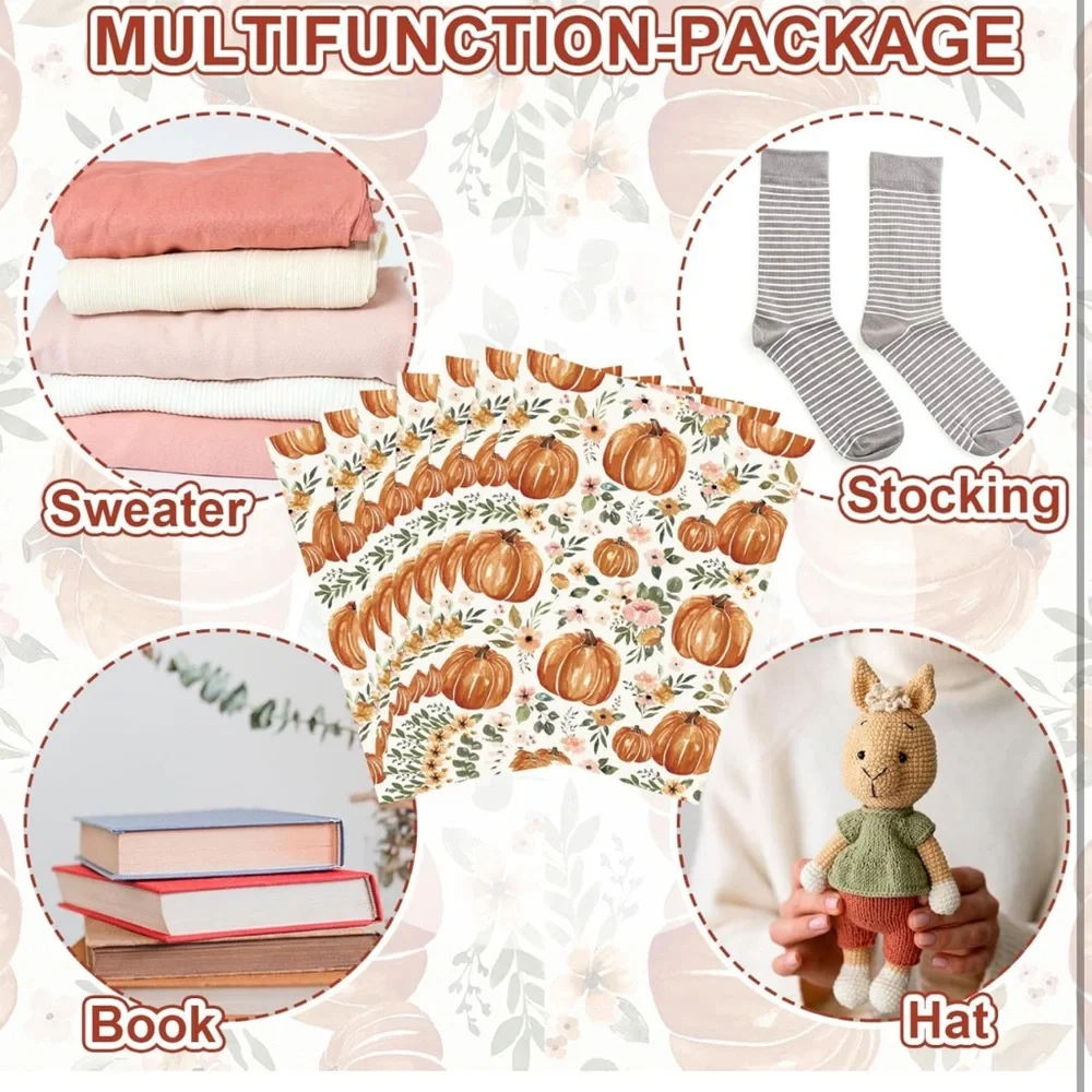 Pumpkin poly mailer bundle 10 count 10x13, includes thank you cards & stickers